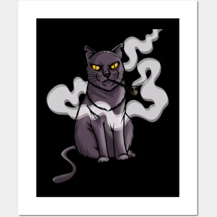 Smoking cat Posters and Art